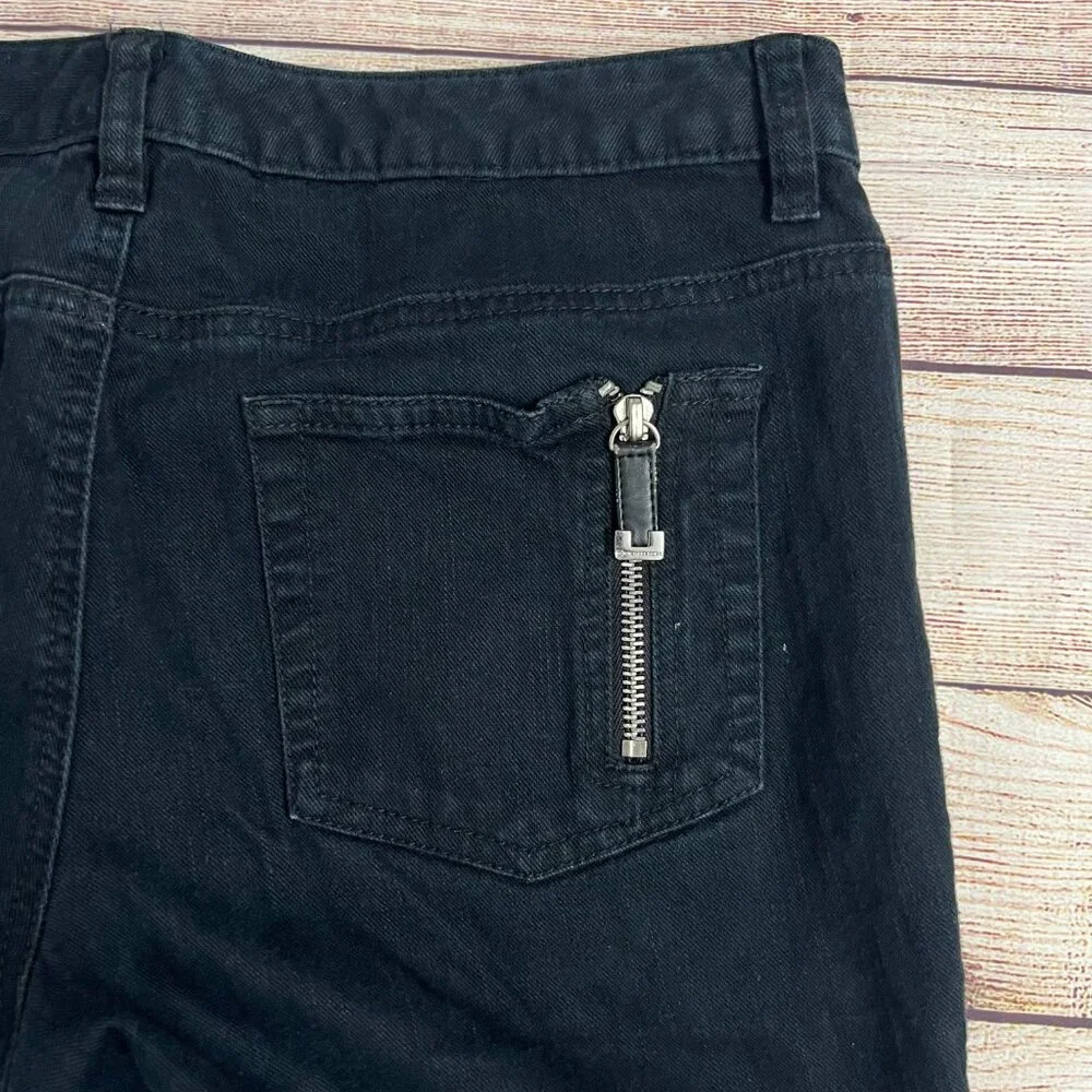 Michael Kors Women's Black Skinny Jeans Size 6 Designer Denim Pants with Zippers